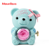 Happy Birthday Teddy Bear with Preserved Flower