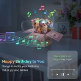 3D Pop Up Birthday Cards with Music, Warming LED Light