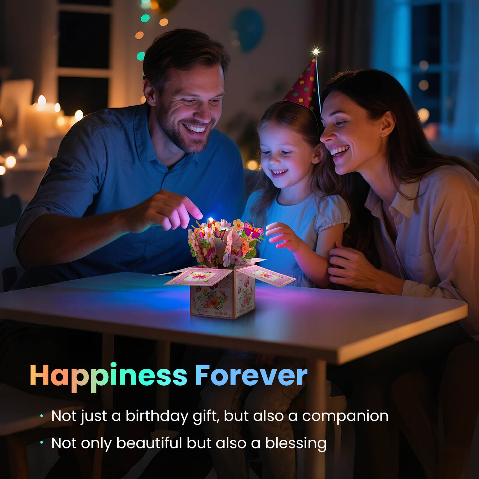 3D Pop Up Birthday Cards with Music, Warming LED Light