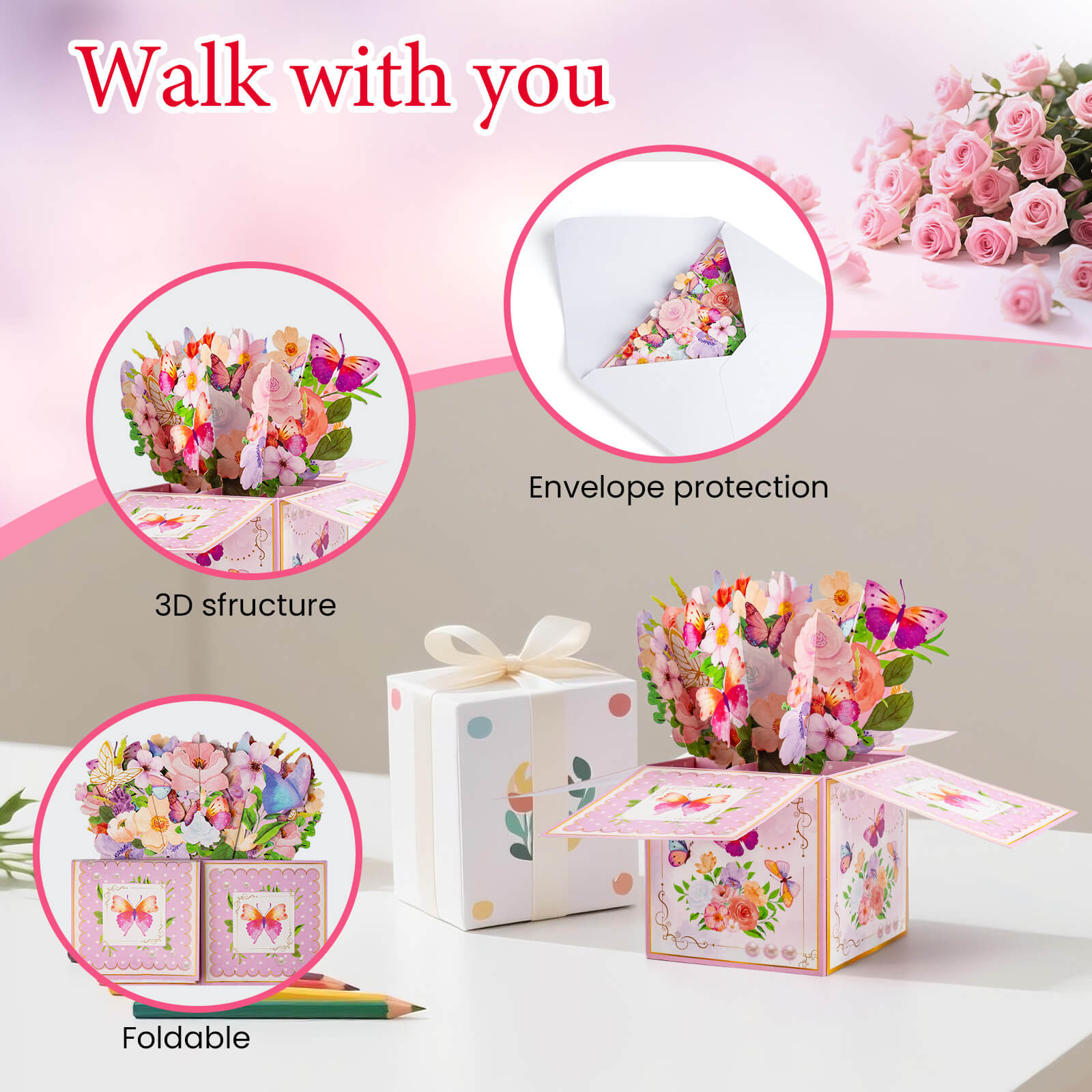 3D Pop Up Birthday Cards with Music, Warming LED Light