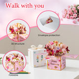 3D Pop Up Anniversary Cards with Music, Romantic LED Light 3D Flower Gift Box