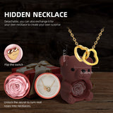 Mountova Teddy Bear and Rose, Gift Box with Rotating Eternal Flower(Blush Pink)