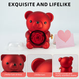 Mountova Pro Teddy Bear and Rose with Hidden Necklace, Romantic Gift for Her