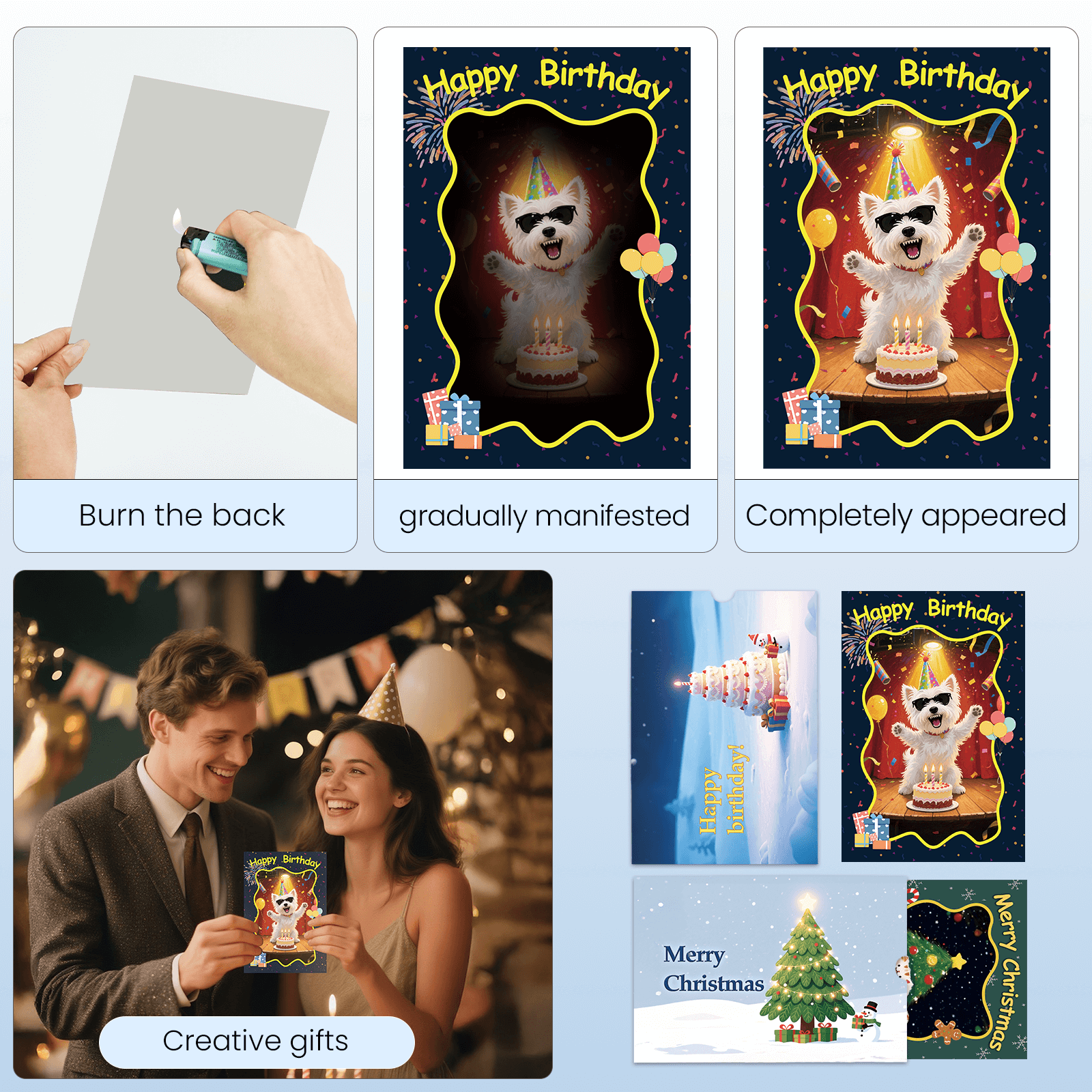 Christmas Thermochromic greeting card, Gift for Family