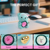 Happy Birthday Teddy Bear with Preserved Flower