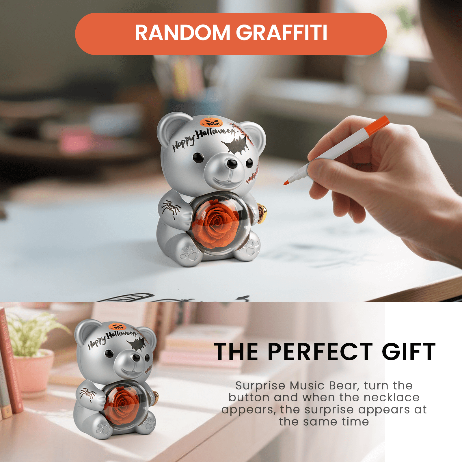Hellowin DIY Teddy Bear with Preserved Flower