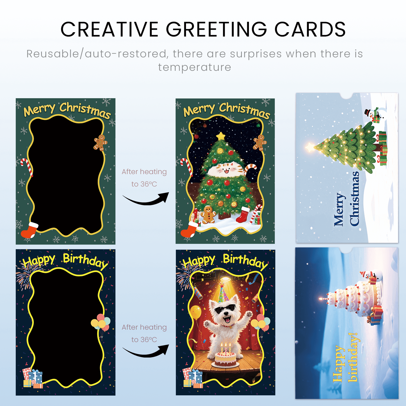 Christmas Thermochromic greeting card, Gift for Family