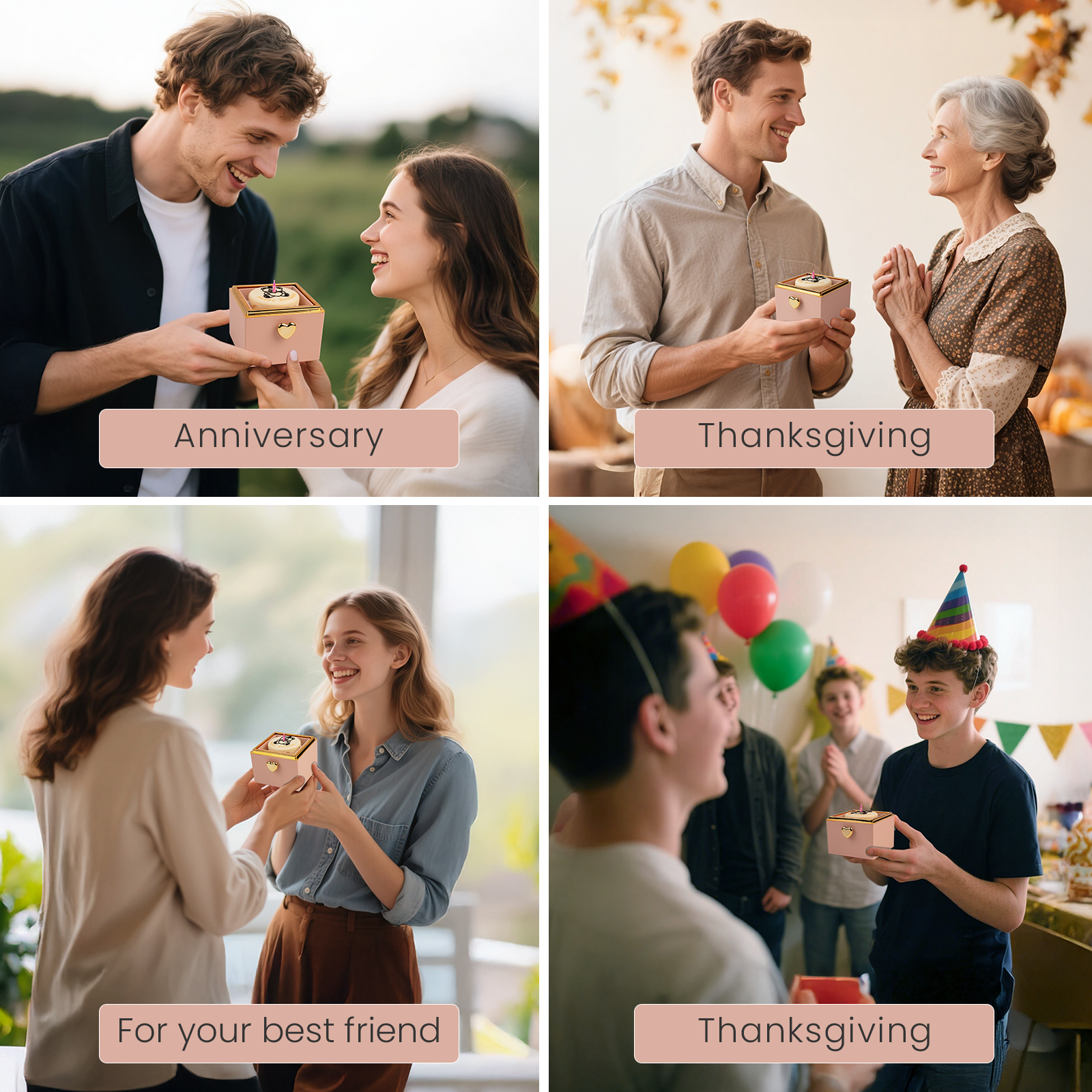 Automatic Flip Gift Box, Rose Box with Love Necklace, Gift for Her