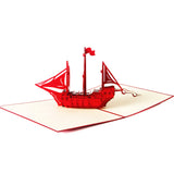 Red Sailing Boat Pop up Card, 3D Greeting Card for Dad