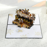 Black gold cake with music, lights and blown candles, 3D Greeting Card