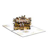 Black gold cake with music, lights and blown candles, 3D Greeting Card