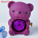 Mountova Teddy Bear Gift Box with Rotating Eternal Flower(Royal Purple)