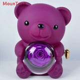 Mountova Teddy Bear Gift Box with Rotating Eternal Flower(Royal Purple)
