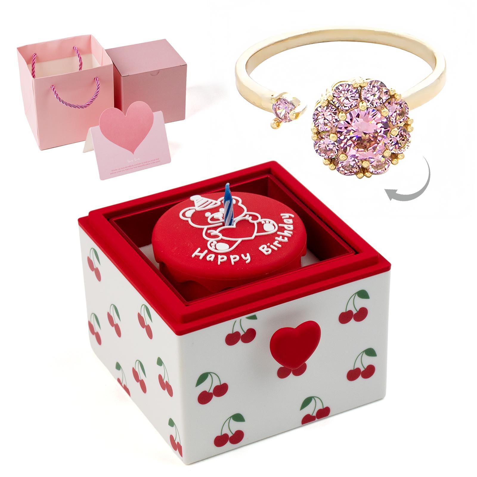 Automatic Flip Gift Box, Rose Box with Love Necklace, Gift for Her