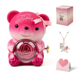 Happy Birthday Teddy Bear with Preserved Flower