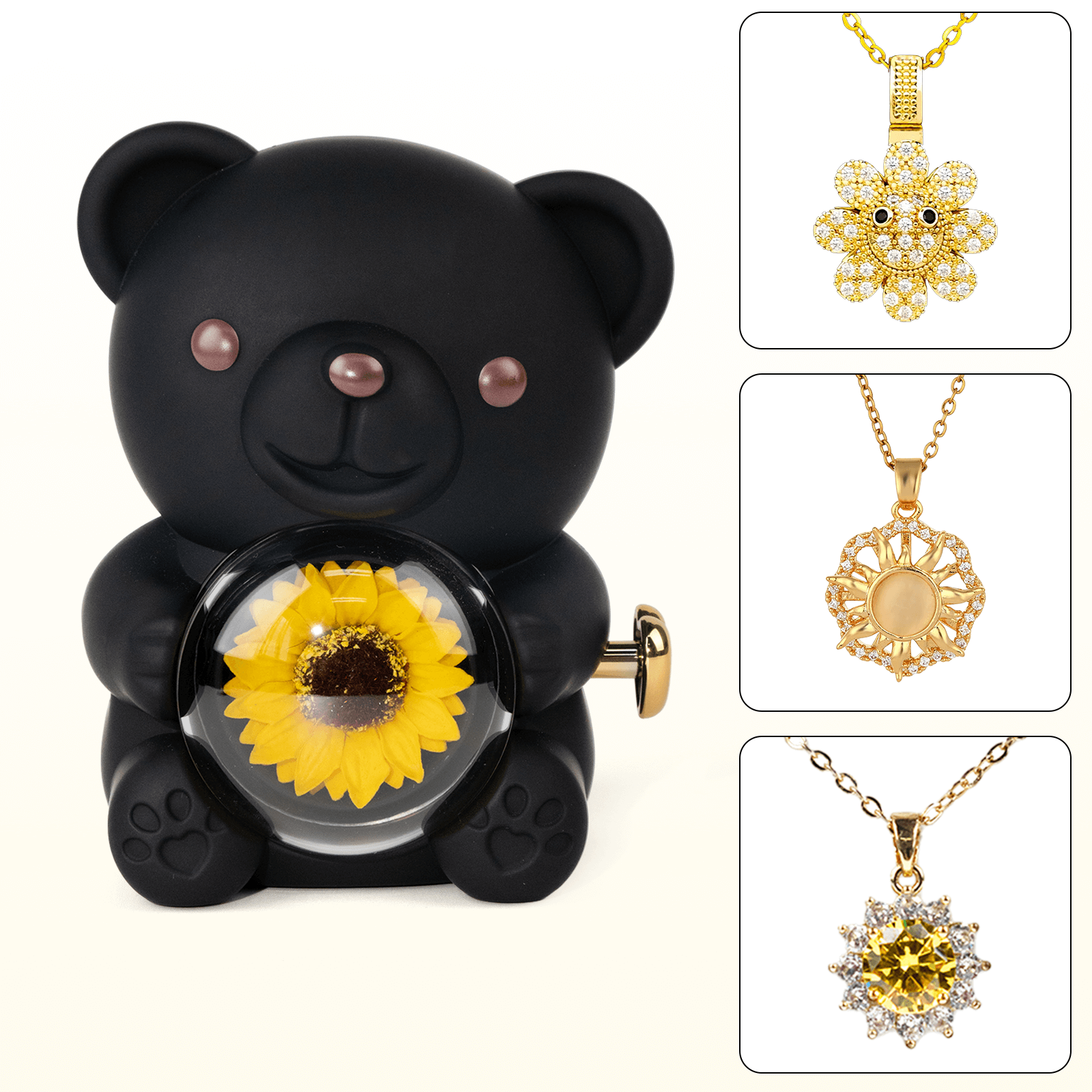 teddy bear with preserved flower
