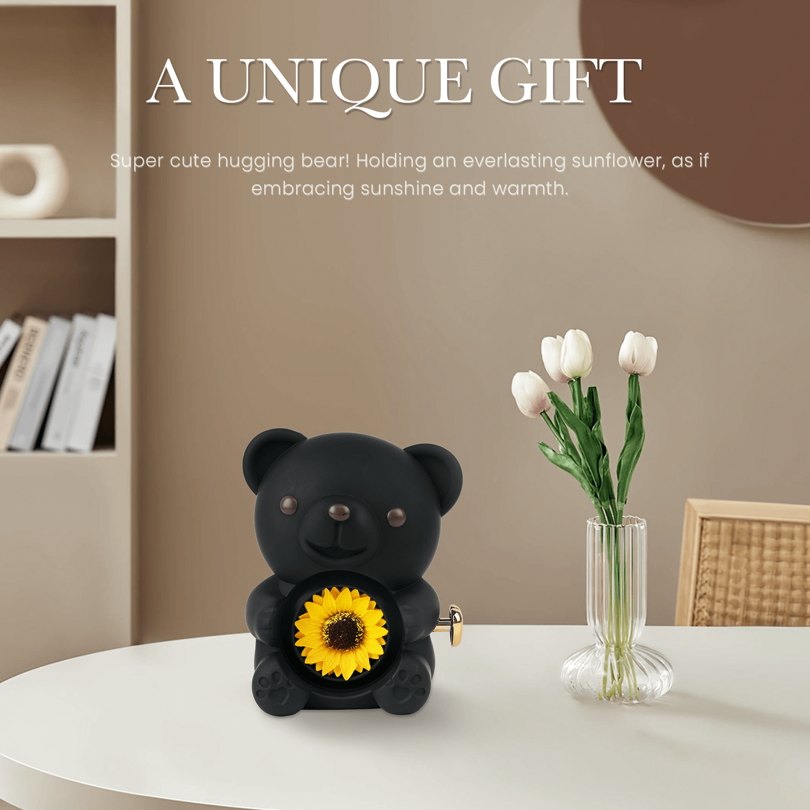 teddy bear with preserved flower