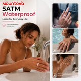 Mountova AI Smart Ring for Women & Men, Ceramic & Stainless Steel 5 Colors, Slim 2.9g Health Tracker Ring, Heart Rate Blood Oxygen Sleep Stress Monitor, 5ATM Waterproof, 5-7 Day Battery, White Pink Black Rose Gold Gunmetal, Charging Case, iOS Android,soho