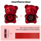 Red Teddy Bear and Preserved Flower with Heartfelt Message