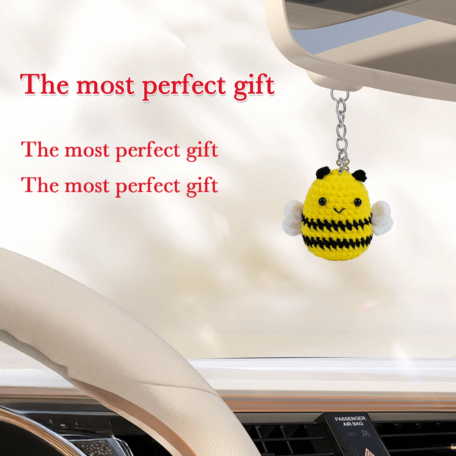 Crocheted Animal Pocket Hug | "Bee Positive" & "Frog-et to Smile" Encouragement Keychain
