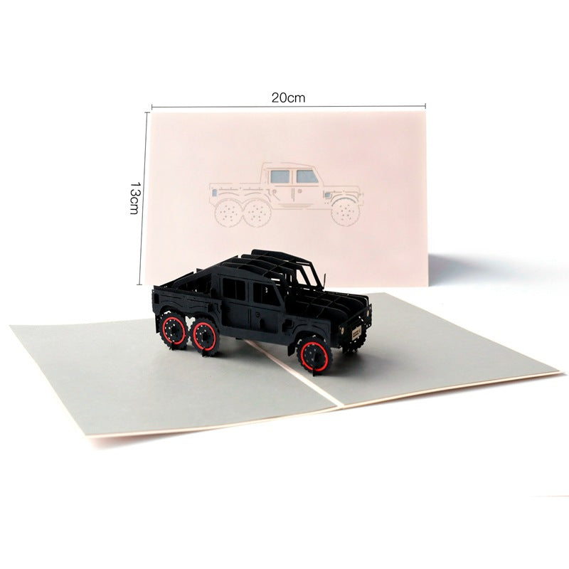 Vintage Jeep Pop up Card, 3D Greeting Card