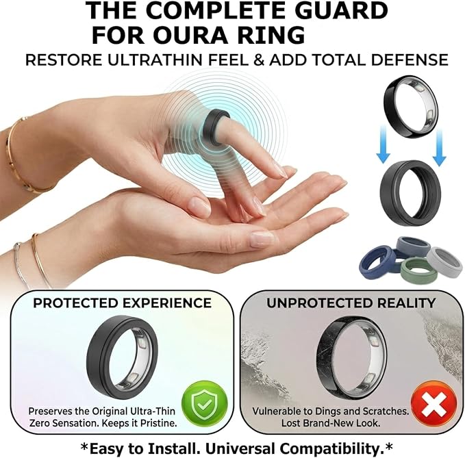 Oura5 Silicone Cover Accessories, Soft Lightweight Anti-Scratch Smart Ring Sleeve, Comfortable Protection Protector for Daily Use – S Fits US6-9, M Fits US10-13 Wearable Accessory, Everyday Styling