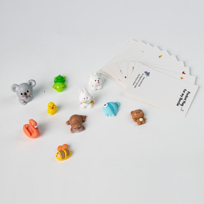 Besties Pocket Hug Set, 10 Lovely Animal with 10 Palm-Sized Cards