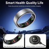 Smart Ring Dual Chip Health Monitoring Activity Tracker 5ATM Water Resistant Wireless Charging 24 7 Heart Rate Monitor Fitness Sports Daily Use Gift for Dad Men,R10