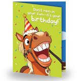 Funny SHAKING & MUSICAL Birthday Cards for Women Men, Hilarious Horse-Themed Pop Up Bday Card with Envelope & Note Card for Friends Coworkers, 5.9 x 7.9 Inches