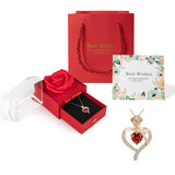 Rose Soap Gift Box with Silver Necklace, Gift for Her (Red)
