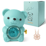 Mountova Teddy Bear with Preserved Flower（Tiffany Blue)