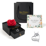 Rose Soap Gift Box with Silver Necklace, Gift for Her (Black)