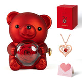 Mountova Lucky Sunflower Bear Necklace Gift Box Set, Romantic Jewelry for Mom, Daughter, Girlfriend, Birthday & Anniversary, Cute Room Decor