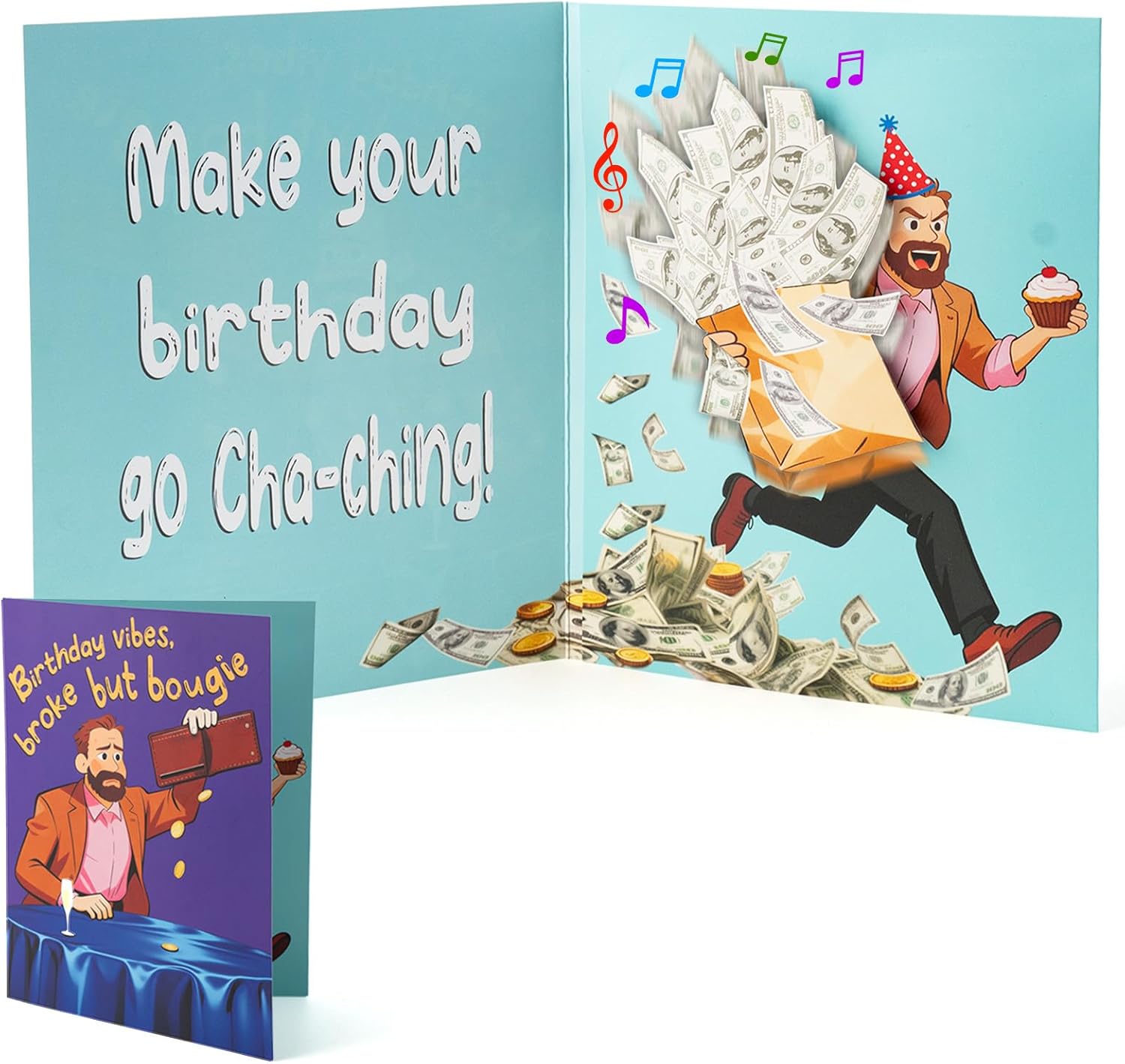 Funny Birthday Card，Musical Birthday Card with Shaking Money Bag – Interactive Happy Birthday Greeting Card with Music & Envelope, Surprise Birthday Gift for Men, Women & Kids