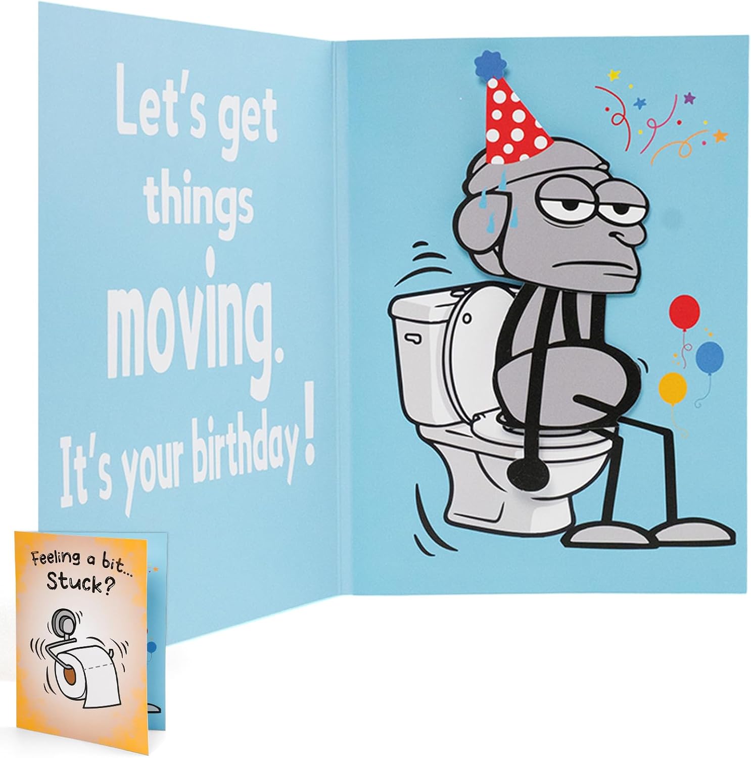 Funny Birthday  pop-up Card, Hilarious Birthday Cards for Men Women, Him - 3D Pop Up Constipation Gag Gifts for Husband, Dad - Rude Birthday Greeting Card with Envelope
