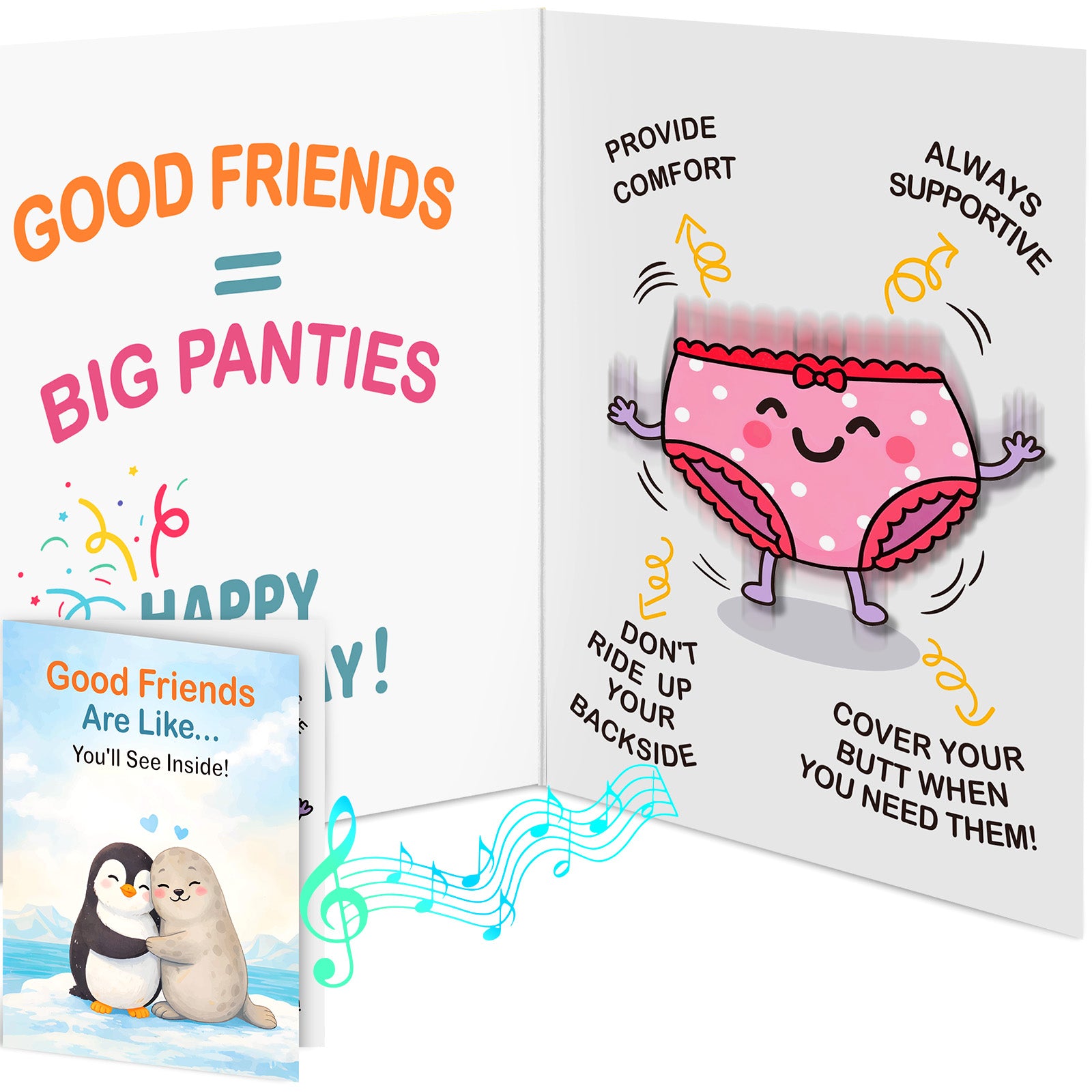 Funny Musical Birthday Card for Best Friend - Shaking Underwear Pop Up Card, Hilarious Gag Gift for BFF, Bestie, Work Friend
