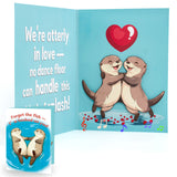 Funny Otter Dancing Birthday Card - "We're Otterly in Love" | Musical Pop-Up Card with Sound & LED Light | Cute Animal Valentine's Day or Anniversary Gift for Couples