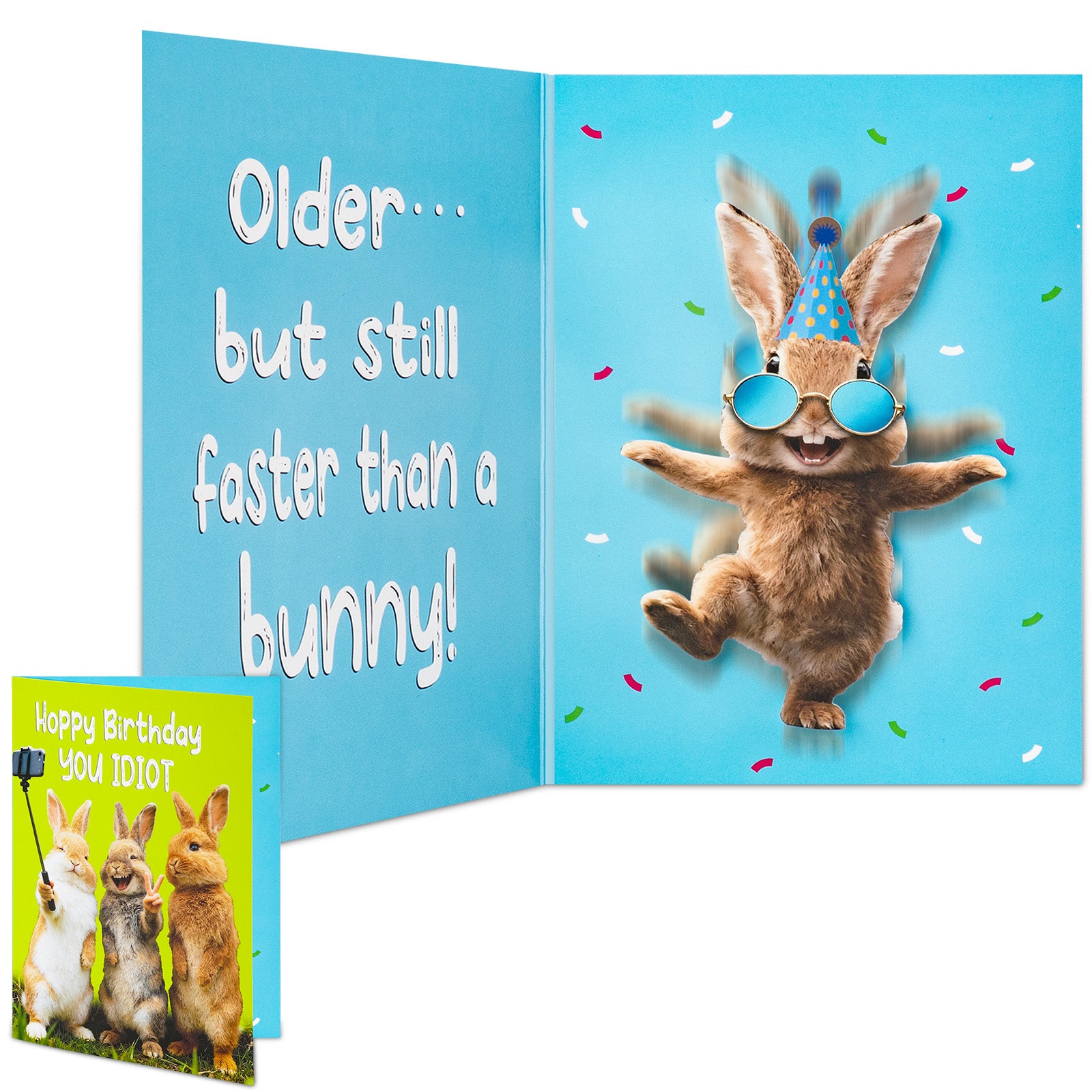 Funny Birthday Cards, Unique SHAKING & MUSICAL Birthday Card for Women Men Dad Husband, Hilarious Bunny-Themed Pop Up Greeting Card, Envelope & Extra Blank Card Included