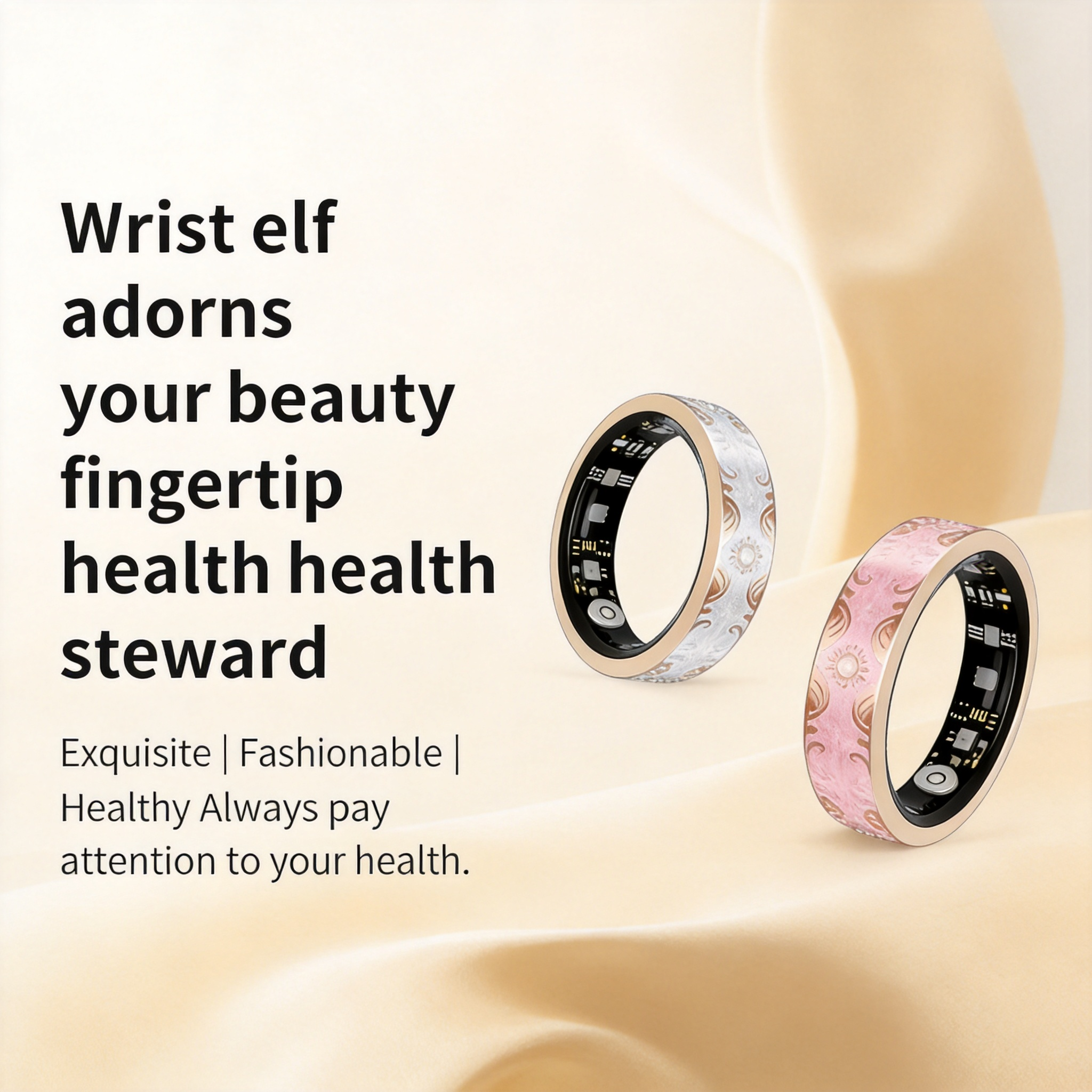 V10 Slim Smart Ring – Heart Rate Blood Oxygen Sleep Tracker, IP68 Waterproof, Period Reminder, Unisex Fitness Ring for Men Women Wearable