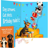 Funny Birthday pop-up Card for Pet Lovers – Cat & Dog Celebration Greeting Card with Humorous Treats First, Chaos Later Design – Perfect for Animal Enthusiasts and Pet Owners