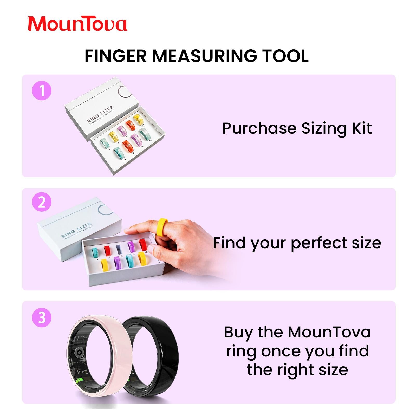 Smart Ring Sizing Kit - Size Before You Buy, 9 Sizes 6-14, Accurate Fit Tester