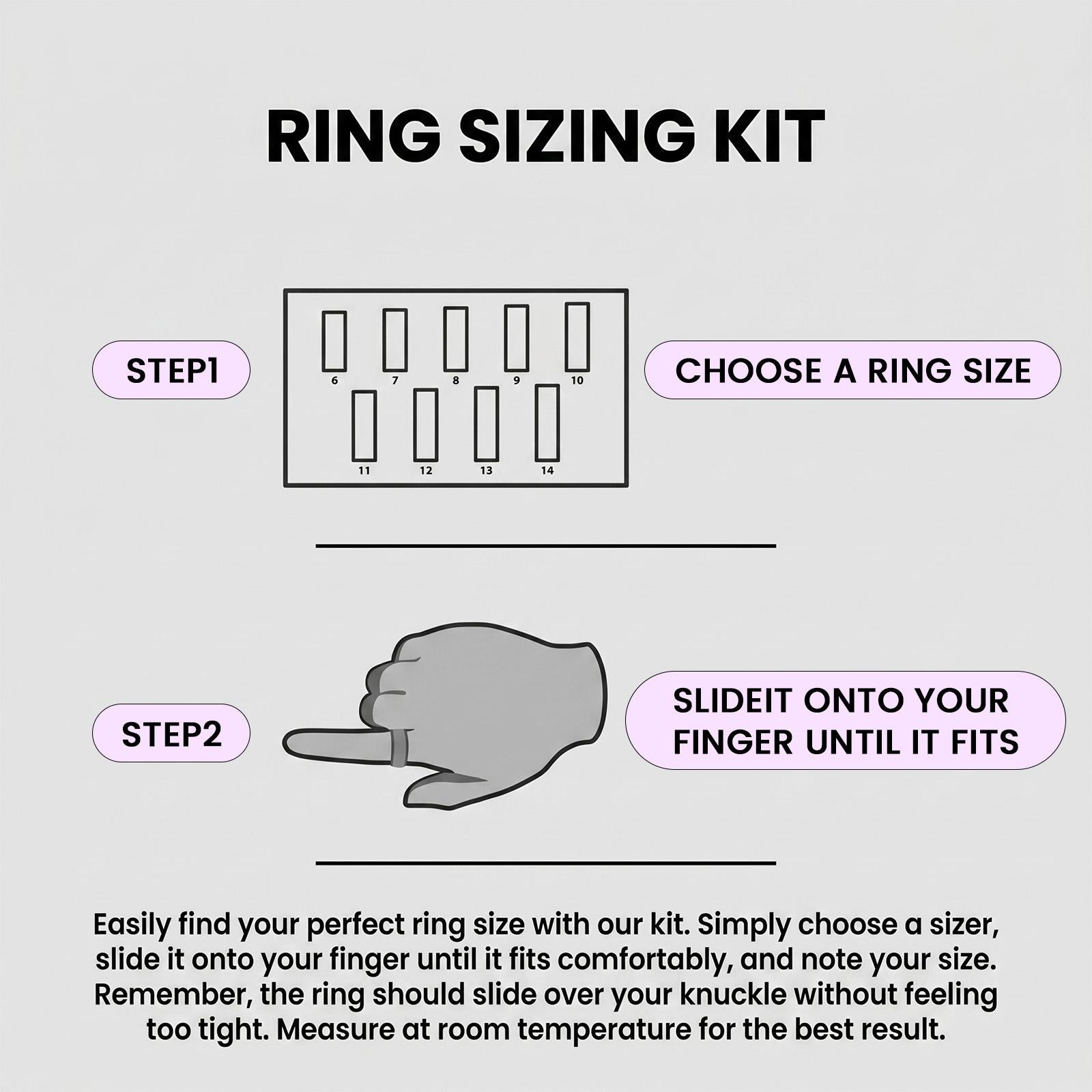 Smart Ring Sizing Kit - Size Before You Buy, 9 Sizes 6-14, Accurate Fit Tester