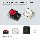Rose Soap Gift Box with Silver Necklace, Gift for Her (Black)