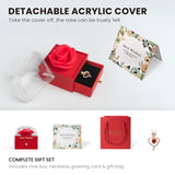 Rose Soap Gift Box with Silver Necklace, Gift for Her (Red)
