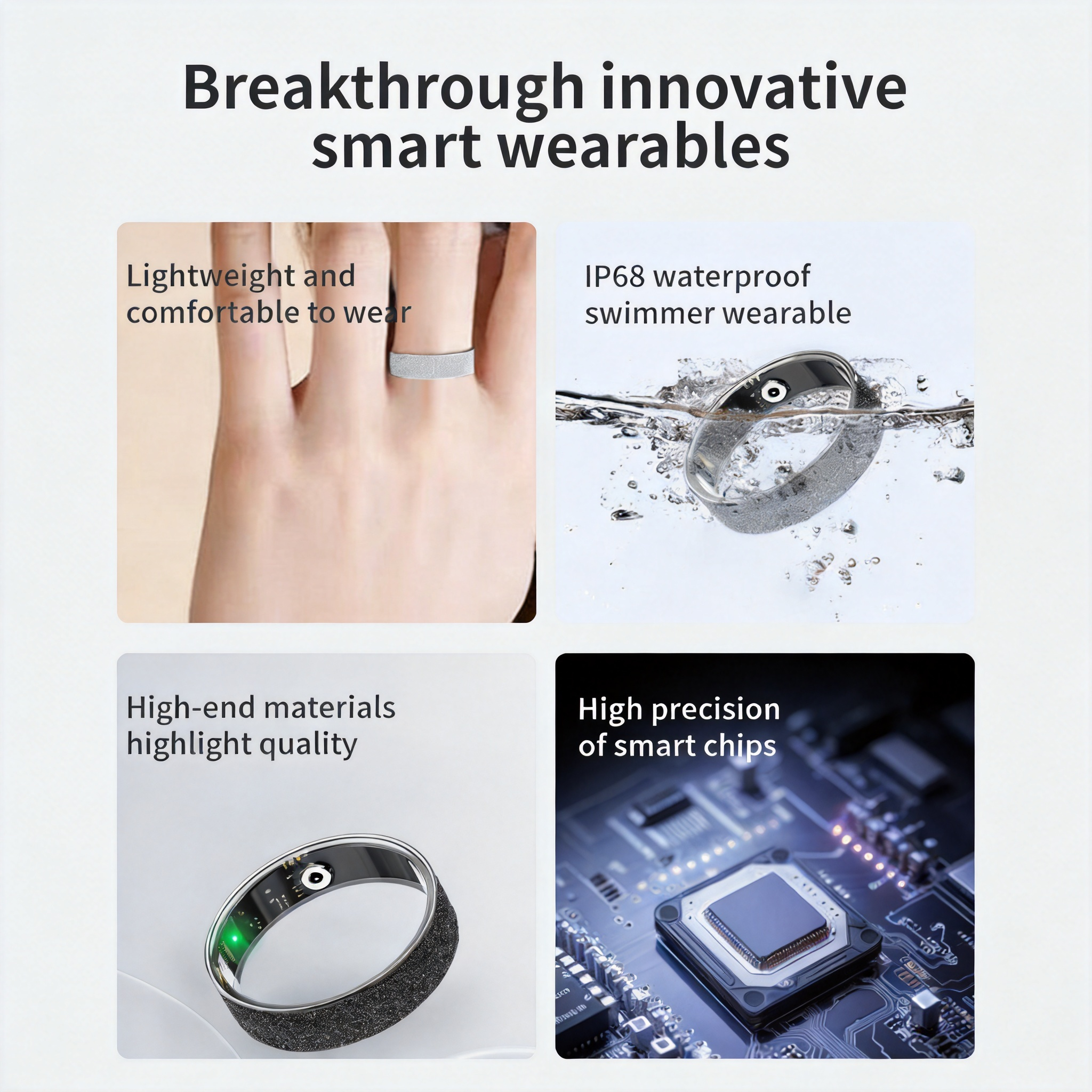 Frosted Smart Ring – Western Minimalist Couple Wearable Heart Rate Blood Oxygen Sleep Tracker Step Counter Mood Monitor