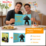 Funny Birthday Card with Sound, Shaking Gorilla Musical Interactive Greeting Card for Men Women Kids, Happy Birthday Gag Gift for Family Friends Coworkers