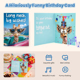 Mountova Funny Birthday Cards with Sound & Motion, Musical Shaking Giraffe Interactive Greeting Card for Women Men Kids, Happy Birthday Card with Envelope for Family Friends Coworker