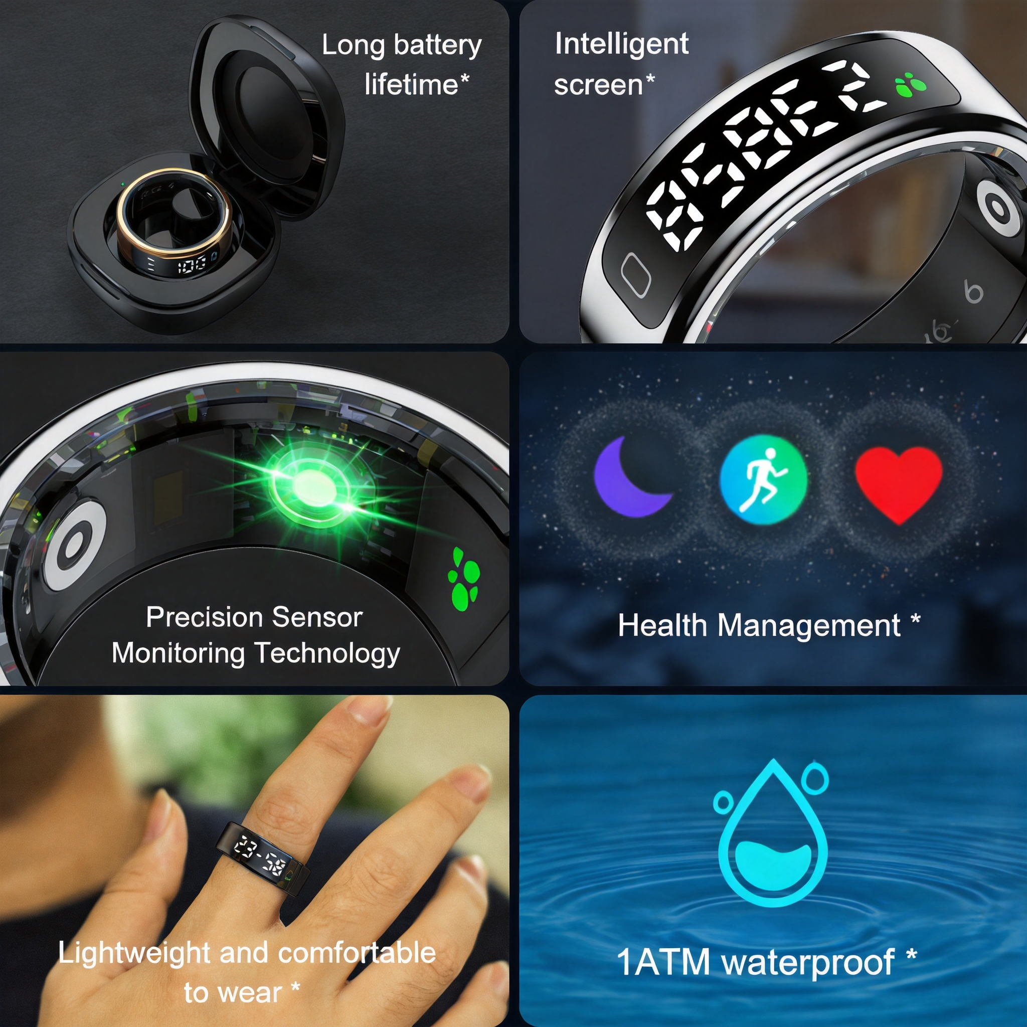 Father’s Day R11C Smart Ring for Dad Track Heart Rate Sleep Health Fitness Tracker Period Reminder Camera Control Perfect Gift for Dad Husband