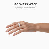 White Ceramic Smart Ring for Men & Women – IP68 Waterproof Health & Fitness Tracker, Sleep, Heart Rate, Stress & Cycle Monitor, iOS & Android Compatible, Charging Case Included