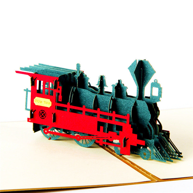 Retro Train Pop up Card, 3D Greeting Card